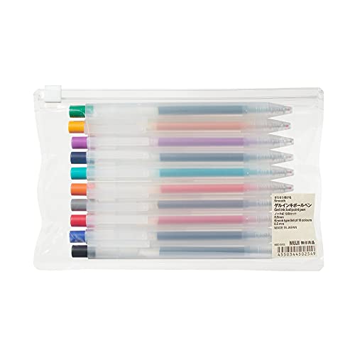 MUJI Smooth Gel Knock Type Pen 0.5mm 10 Colors Set (Japan import) - Image 1
