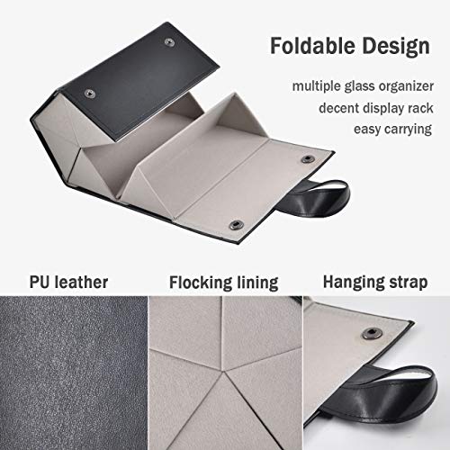 Kenpal Sunglasses Storage Organizer Holder Foldable Travel Case with 5 Slot Compartments for Multiple Glasses (Black) - Image 4