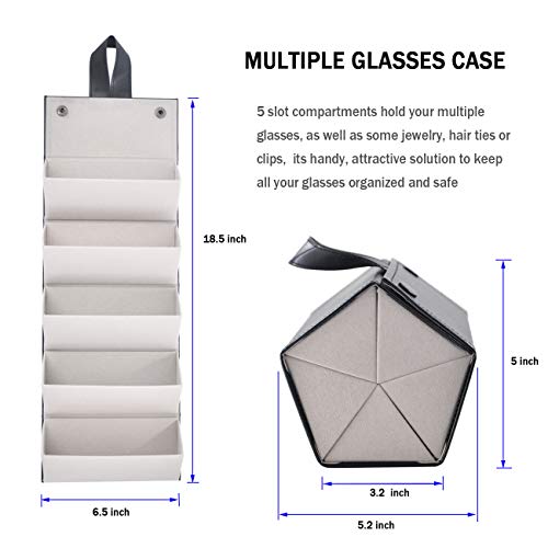 Kenpal Sunglasses Storage Organizer Holder Foldable Travel Case with 5 Slot Compartments for Multiple Glasses (Black) - Image 5
