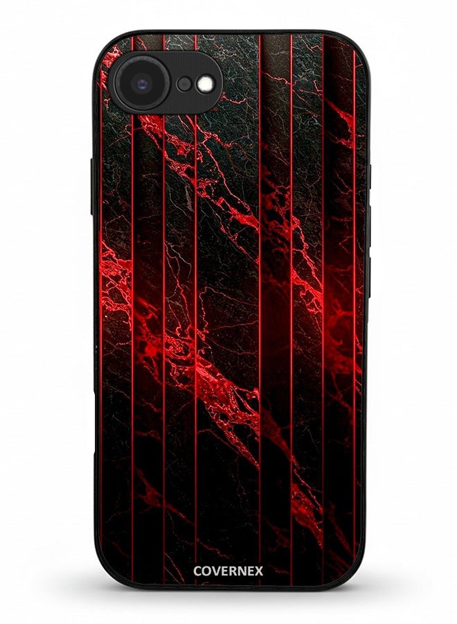 Covernex غطاء حماية لآيفون 16e مزخرف بنقشة الرخام القرمزي والعروق - Image 1