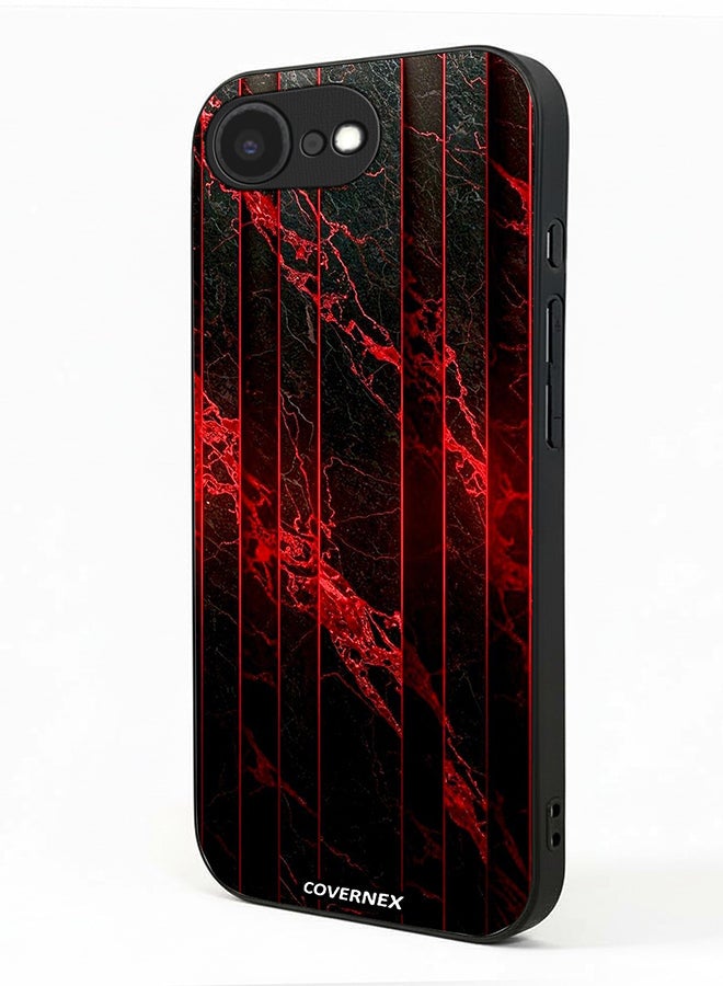 Covernex غطاء حماية لآيفون 16e مزخرف بنقشة الرخام القرمزي والعروق - Image 2