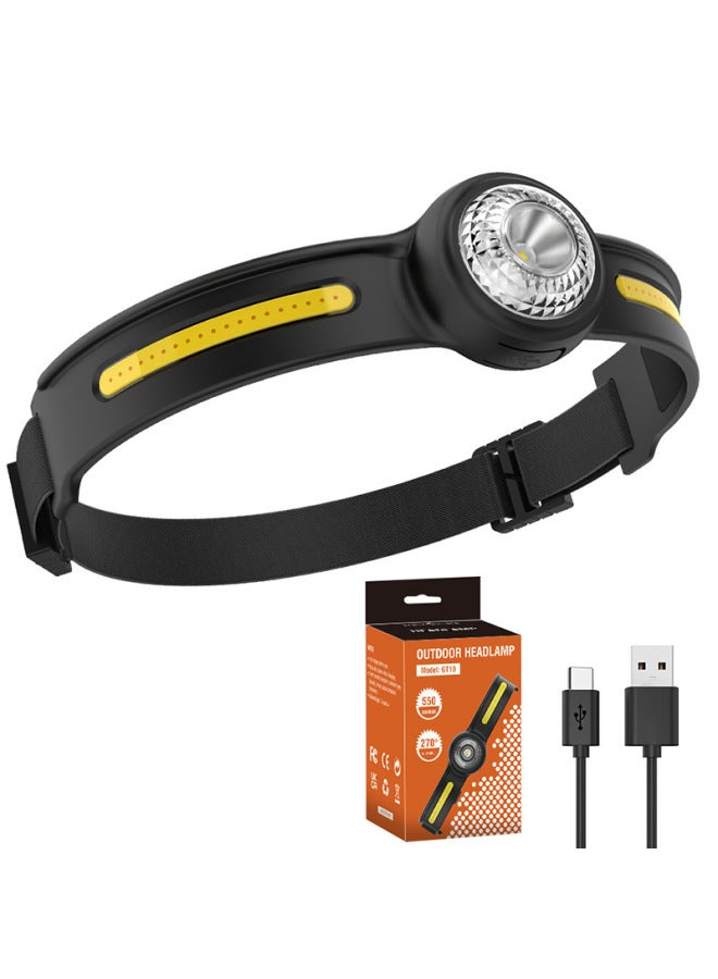 Generic Headlight Strong Light Super Bright Charging Induction Night Fishing Head-mounted Super Long Endurance COB Floodlight Work Light-Colour:Gt10 Non-inductive (white Light + Red Light)  - Image 1