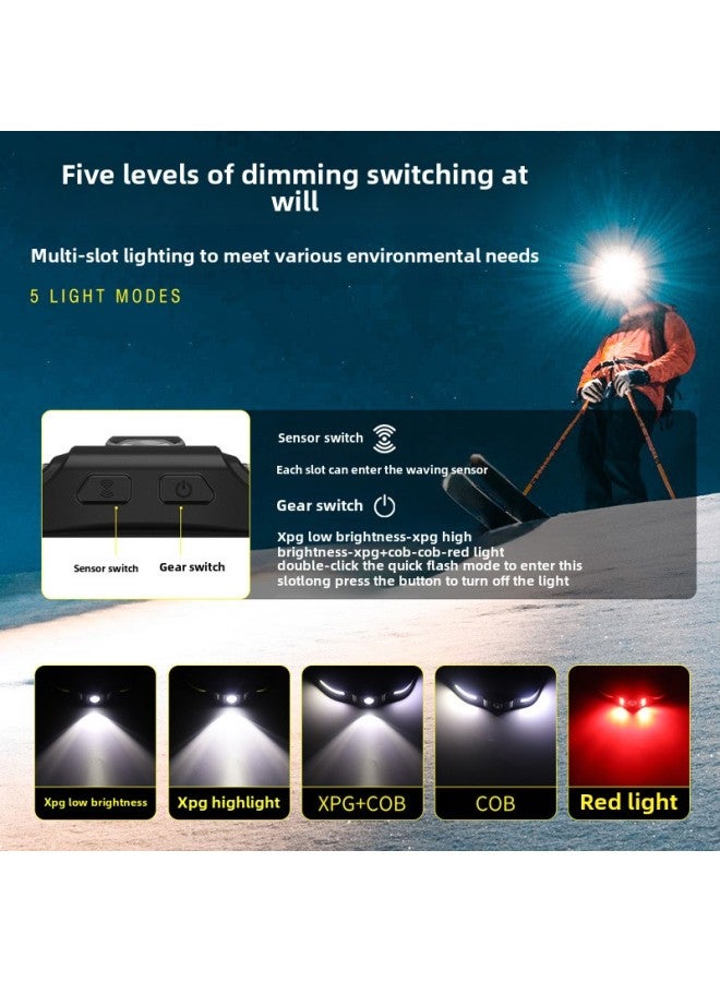 Generic Headlight Strong Light Super Bright Charging Induction Night Fishing Head-mounted Super Long Endurance COB Floodlight Work Light-Colour:Gt10 Non-inductive (white Light + Red Light)  - Image 5
