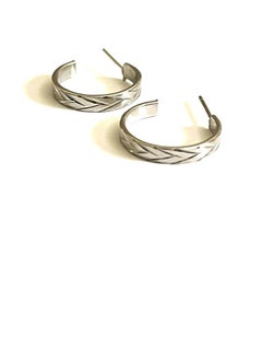 Trio Earrings Engraved Silver Semi Circled Earrings  - Image 1