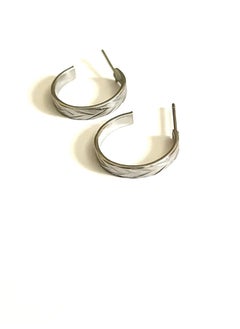 Trio Earrings Engraved Silver Semi Circled Earrings  - Image 2