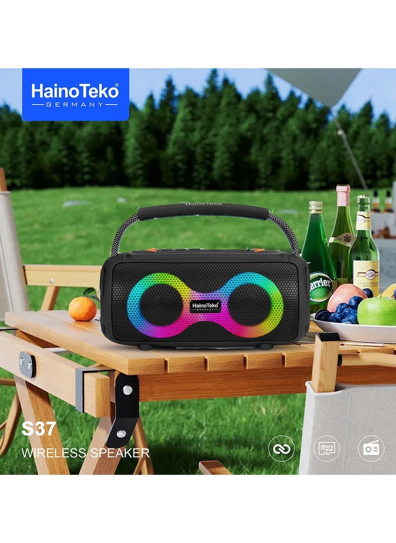 Haino Teko Haino Teko S37 Portable Wireless Speaker With RGB Light Display For Indoor and Outdoor Black  - Image 2