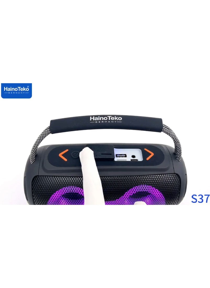 Haino Teko Haino Teko S37 Portable Wireless Speaker With RGB Light Display For Indoor and Outdoor Black  - Image 3