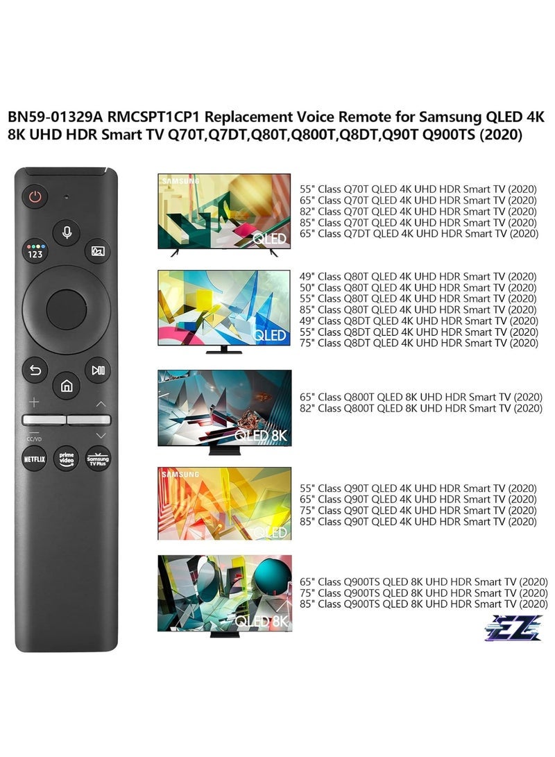 PopZa Replacement Voice Remote Control BN59-01330A RMCSPR1AP1 BN59-01329A for Samsung QLED 4K UHD HDR Curved Frame Smart TV with battery - Image 2
