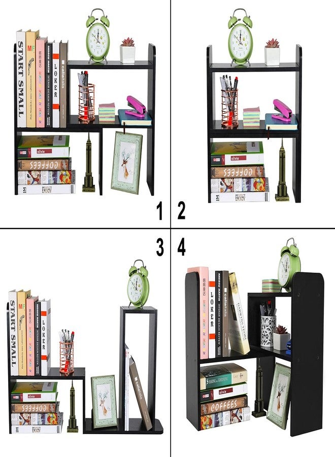 PAG Desk Organizer Desktop Shelf Adjustable Countertop Bookshelf Small Table Shelves Book Organizer Office Organization for Desk, Black - Image 3