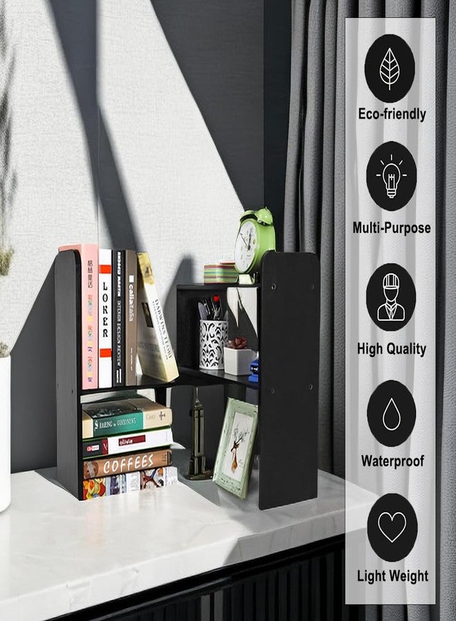 PAG Desk Organizer Desktop Shelf Adjustable Countertop Bookshelf Small Table Shelves Book Organizer Office Organization for Desk, Black - Image 5