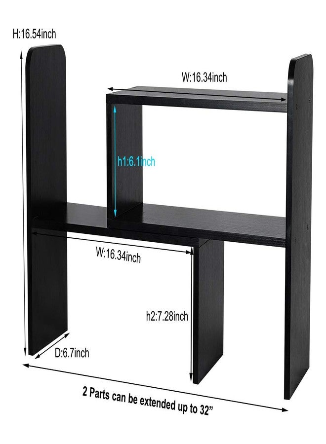 PAG Desk Organizer Desktop Shelf Adjustable Countertop Bookshelf Small Table Shelves Book Organizer Office Organization for Desk, Black - Image 2