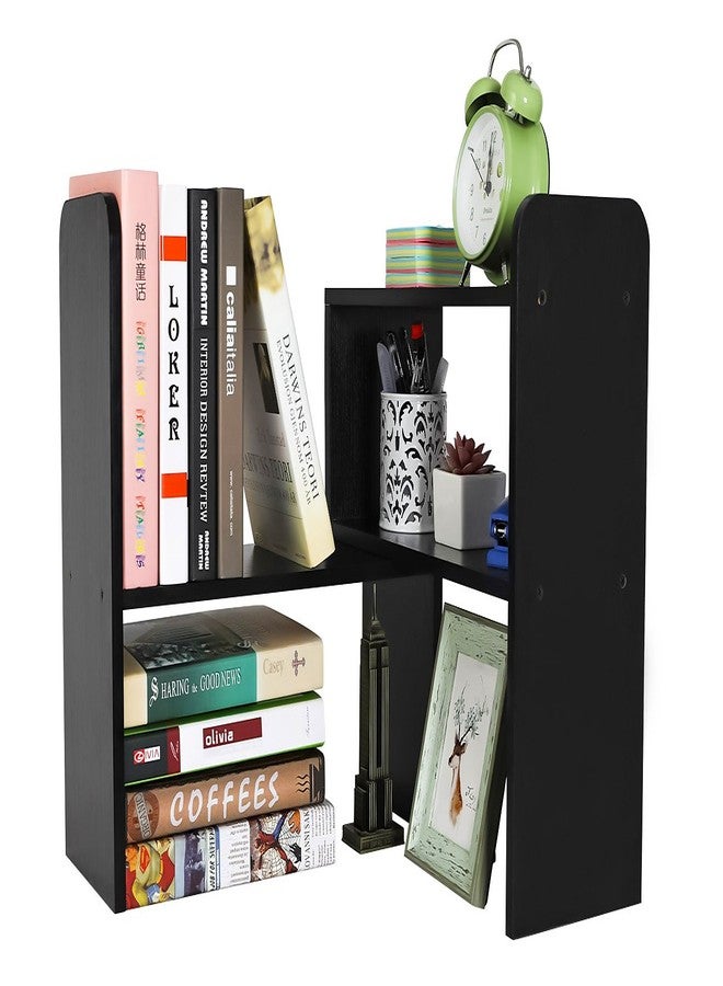 PAG Desk Organizer Desktop Shelf Adjustable Countertop Bookshelf Small Table Shelves Book Organizer Office Organization for Desk, Black - Image 1