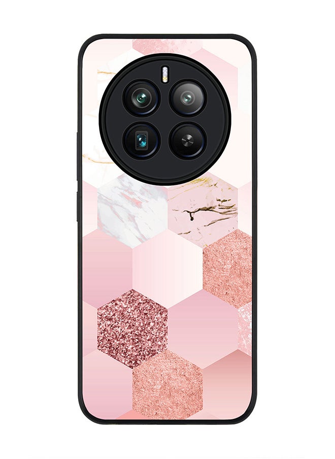 Stylizedd Rugged Black edge case for Realme 12 Pro / Realme 12 Pro Plus 5G, Slim fit Soft Case Flexible TPU Gel Thin Cover -  Marble Pink Honeycomb  - Image 1