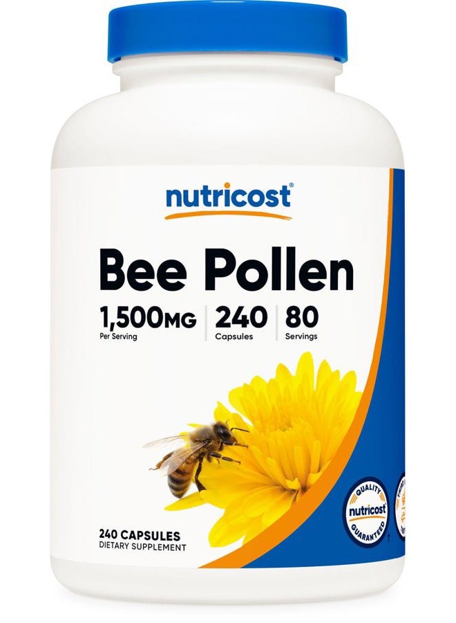 Nutricost Bee Pollen (240 Capsules, 80 Servings) (1,500MG Per Serving) - Non-GMO, GMP Compliant - Image 1