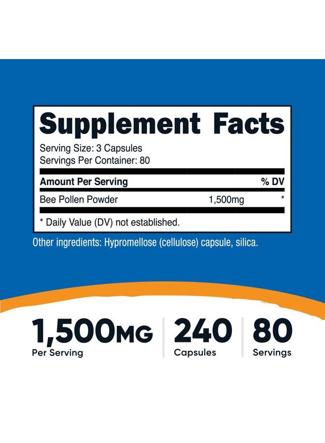 Nutricost Bee Pollen (240 Capsules, 80 Servings) (1,500MG Per Serving) - Non-GMO, GMP Compliant - Image 2
