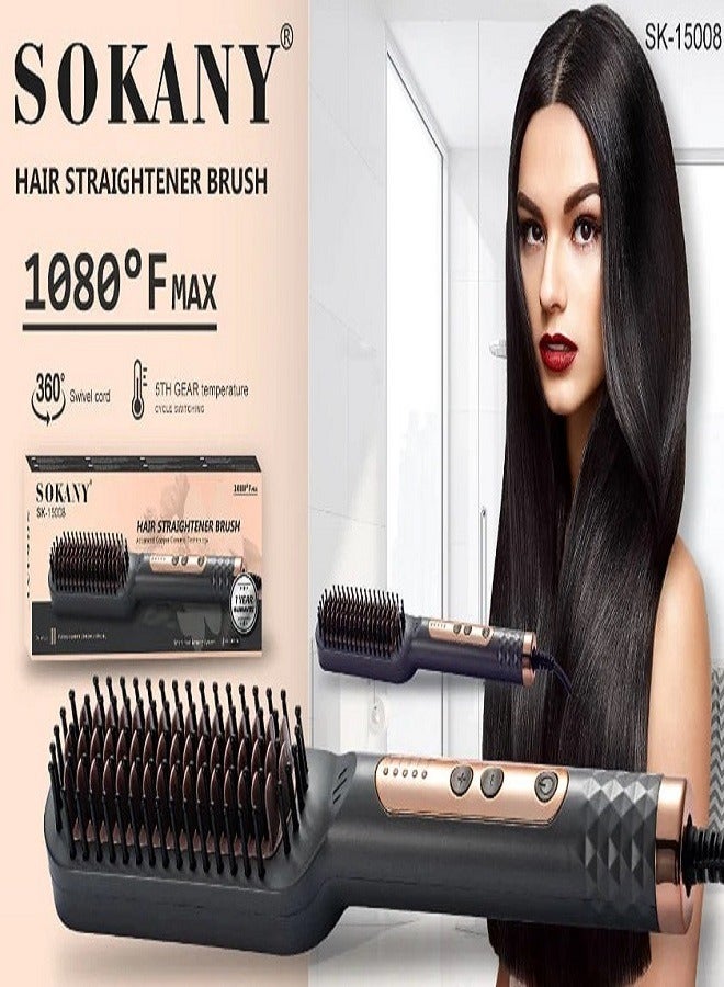 sokany SK-15008 Hair Straightener Brush 1080°F Max with Smart Heat Memory System and Rapid Heating  - Image 2