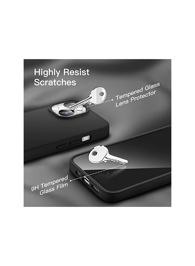 Jetech 3 In 1 Silicone Case For Iphone 14 Plus 6.7-Inch, With 2-Pack Screen Protector And 2-Pack Camera Lens Protector, Full Coverage Tempered Glass Film, Shockproof Phone Cover (Black) - Image 3
