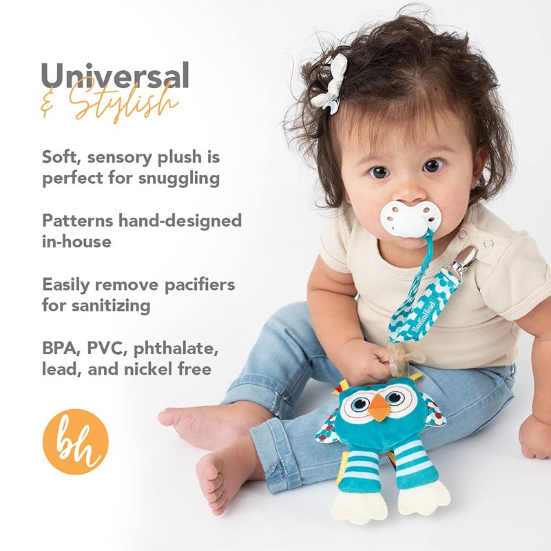 BooginHead by Infantino Pacifier Holder Stuffed Animal and Baby Pacifier Clip, Green Sloth - Image 5