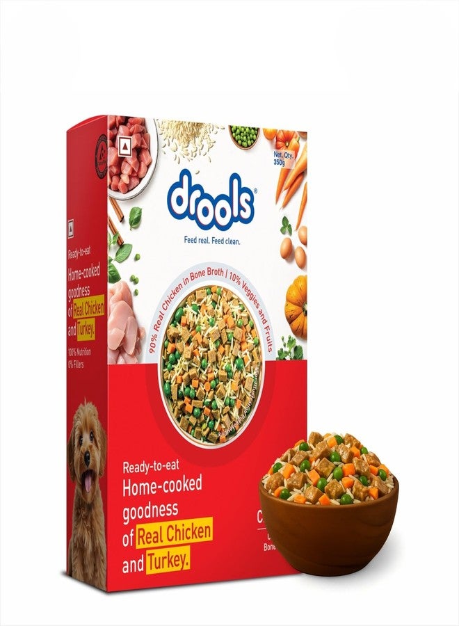 Drools Dog Fresh Food Tetra Pak Real Chicken & Turkey, for Adult & Puppy, 350g | High Protein, 90% Real Meat | No Preservatives | Retains Freshness & Flavours | Ready to Serve | One Pack Per Meal - Image 1