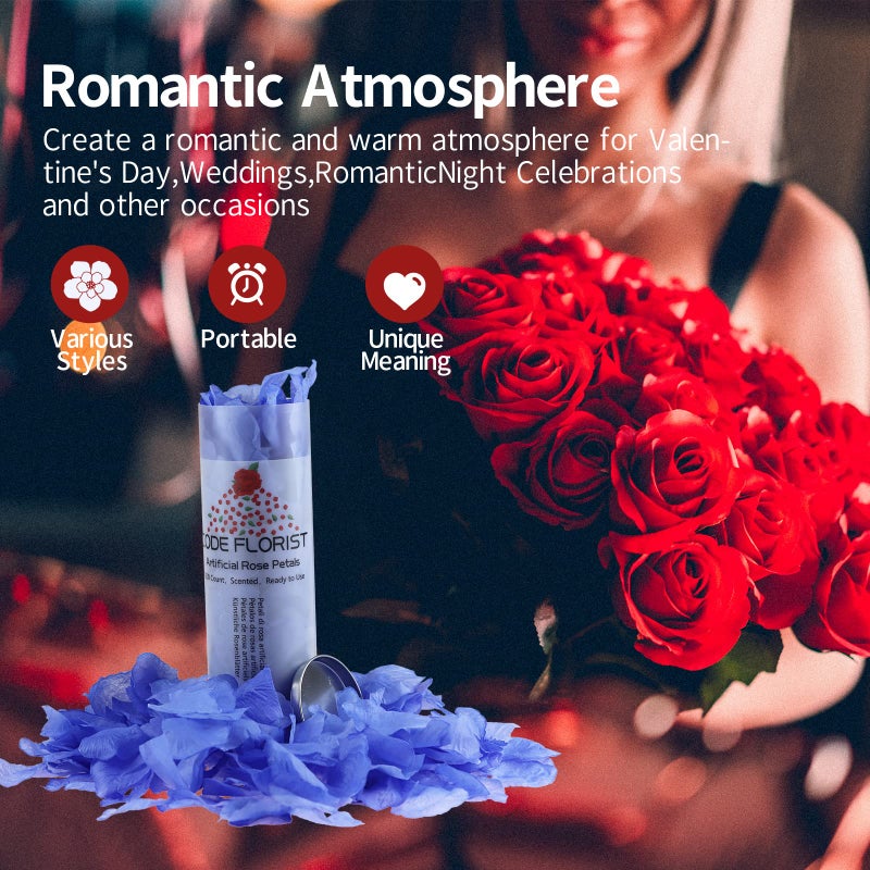 CODE FLORIST 1500 PCS Light Blue Silk Rose Petals for Valentine's Day Romantic Night Wedding Proposal Anniversary Flower Decorations(Separated Scented) - Image 5