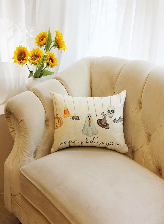 Ogiselestyle Happy Halloween Ghost Throw Pillow Covers, 12 x 20 Inch Jack o' Lantern Candy Corn Pillow Cases Decoration for Home Sofa Couch - Image 4