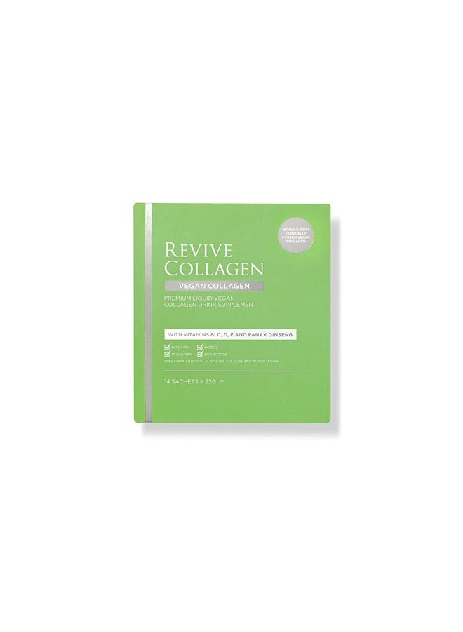 Revive Collagen 2500mg Plant Based Vegan Collagen with Added Vitamin B, C, D & E, Improved Skin, Hair & Nails | Raspberry Flavour | (14 x Days (Eco)) - Image 1