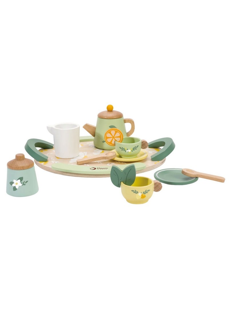 Classic World Wooden Vintage Afternoon Tea Set - Pretend Play Tea Party Set for Kids, 16-Piece Wooden Tea Set, Role-Playing, Creative Play, Tea Party Play Set - Image 4