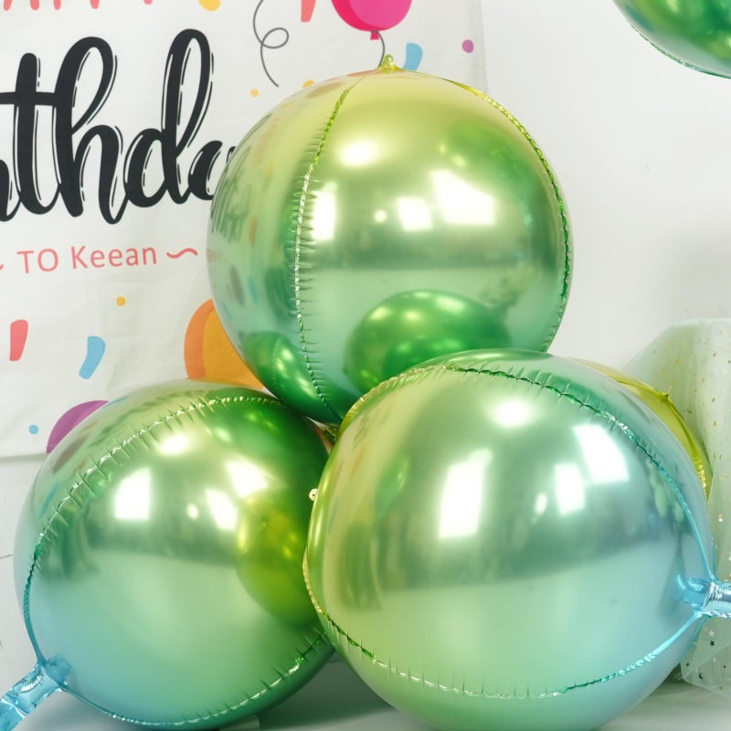 Vibzox 6Pcs Gradient Green Round Foil Balloons, 22" Large Helium Ball Mylar Balloon, Metallic Green Foil Balloon for Birthday Graduation Wedding Halloween Disco Prom Tropical Party Decorations - Image 4