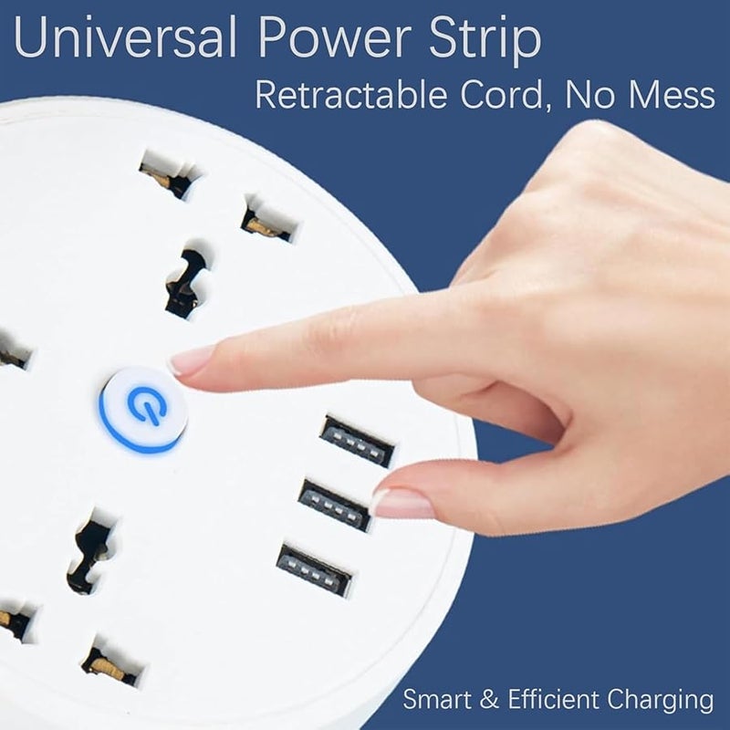 Retractable Power Strip 3 Outlets 3 USB Ports 5.9ft 9.2ft Extension Cord for Travel Office Hotel - Image 3