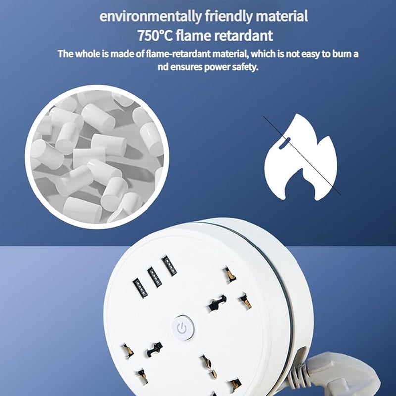 Retractable Power Strip 3 Outlets 3 USB Ports 5.9ft 9.2ft Extension Cord for Travel Office Hotel - Image 4