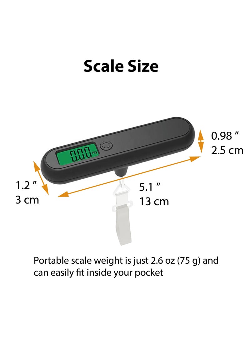 Portable Digital Luggage Scale, Hanging Travel Baggage Scale, Lightweight Handheld Suitcase Weight Scale with Backlit LCD Display, 110 Lb Capacity, Black - Image 5