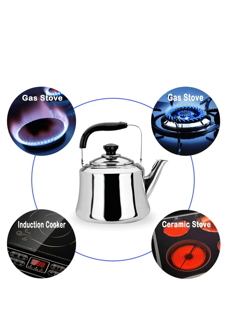 BASURRAH Teapot 2.5L - High Quality Shiny Silver Stainless Steel Teapot - Image 2