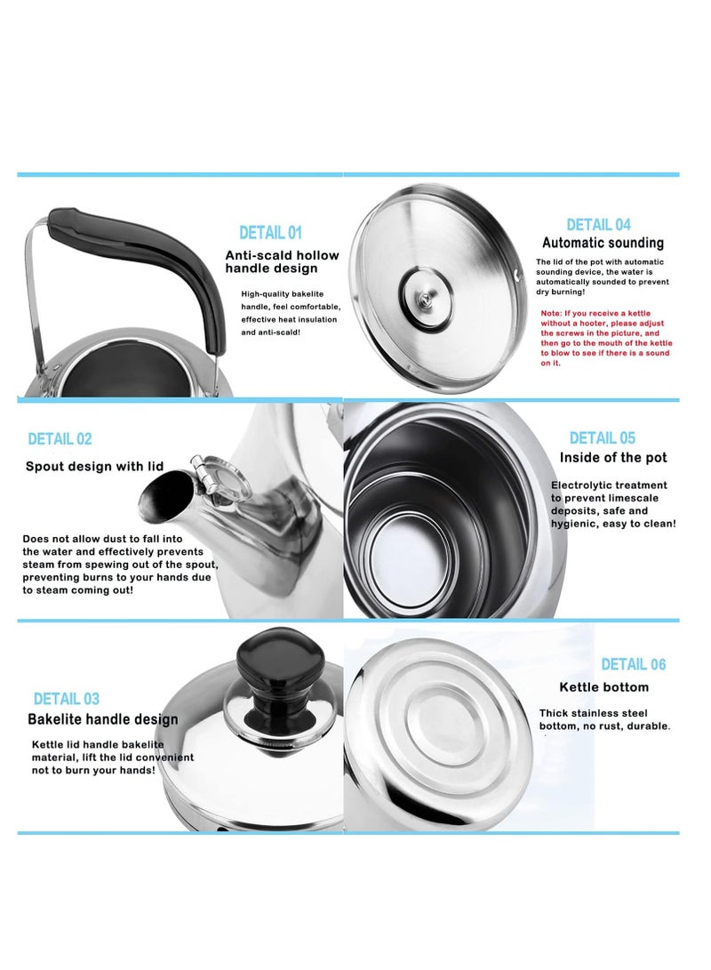 BASURRAH Teapot 2.5L - High Quality Shiny Silver Stainless Steel Teapot - Image 3