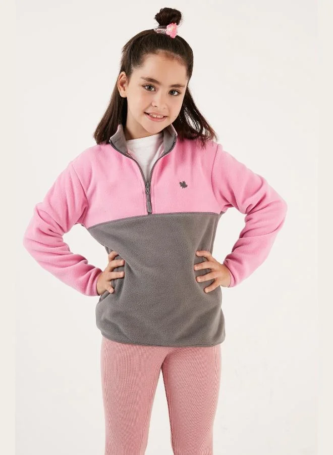 ليلا ليلا سويت شيرت قطعتين بسحاب نصي وياقة واقف