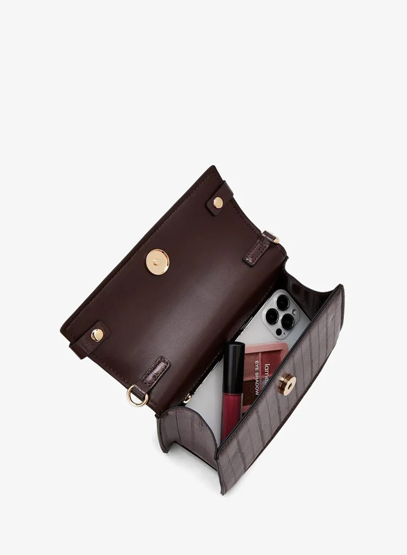 Celeste BROWN Textured Crossbody Bag With Chain Strap for Women | Best Price UAE