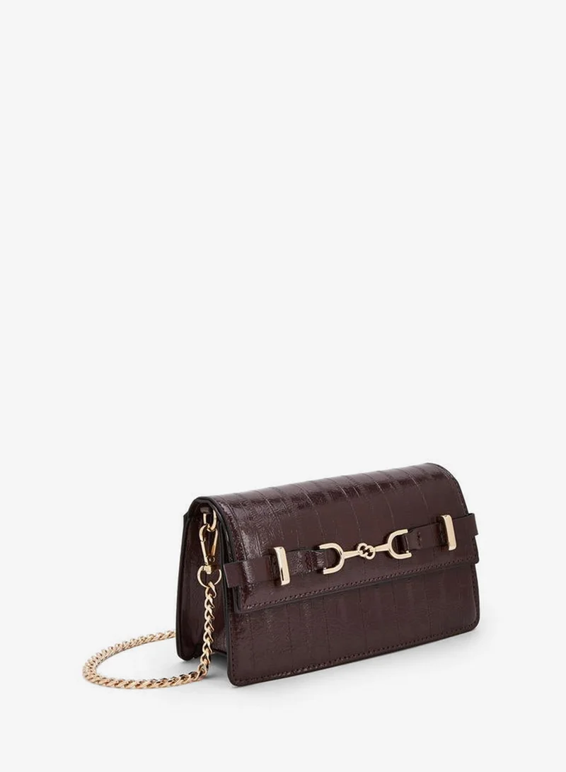 Celeste BROWN Textured Crossbody Bag With Chain Strap for Women | Best Price UAE