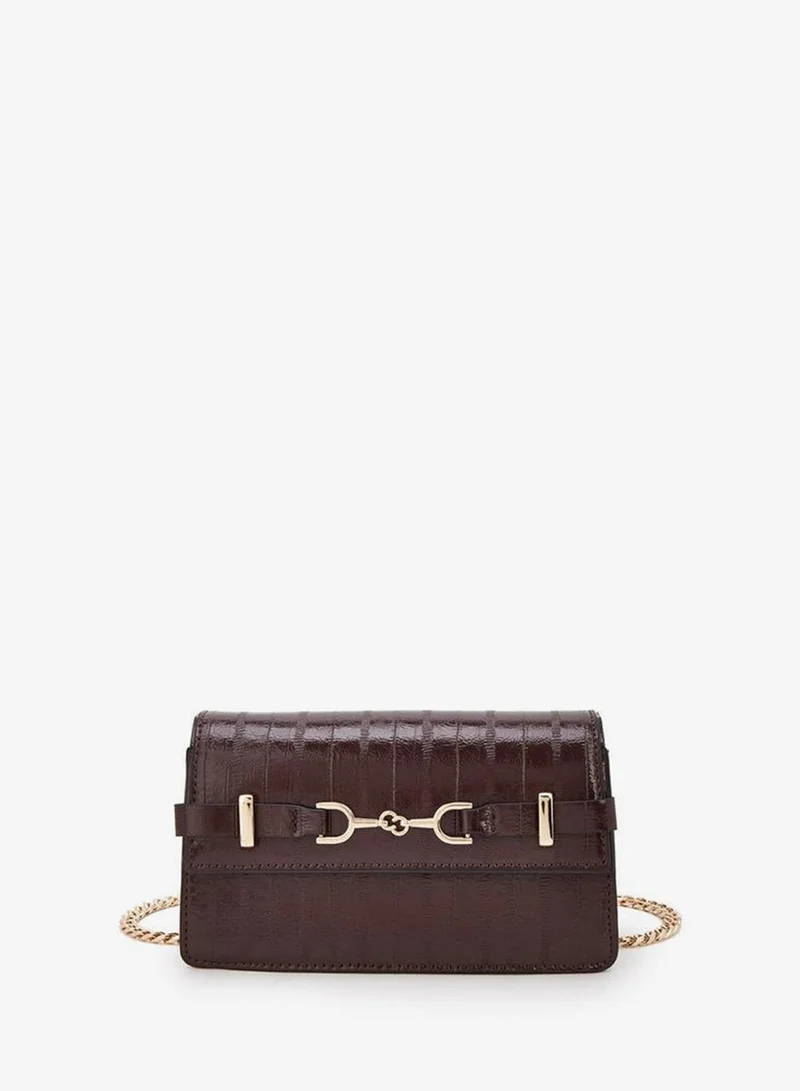 Textured Crossbody Bag With Chain Strap