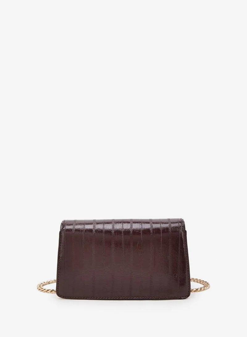 Celeste BROWN Textured Crossbody Bag With Chain Strap for Women | Best Price UAE
