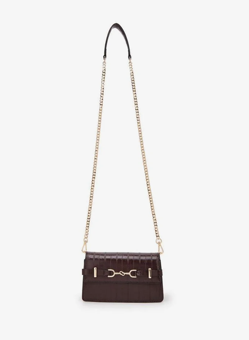 Celeste BROWN Textured Crossbody Bag With Chain Strap for Women | Best Price UAE
