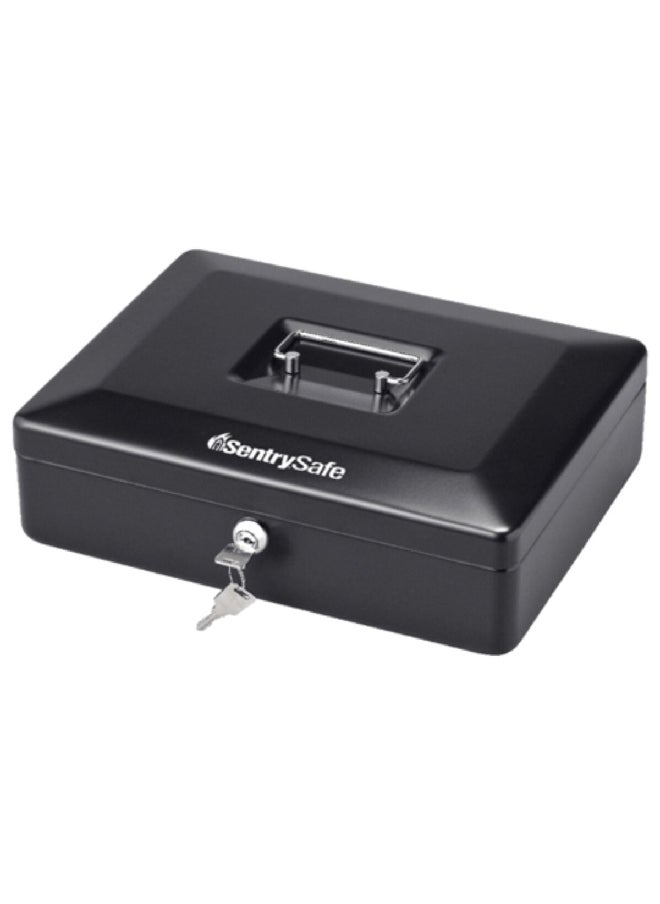 SentrySafe - High Quality Sturdy Keyed Cash Box with Removable Tray Black 2kg CB-12 - Image 1