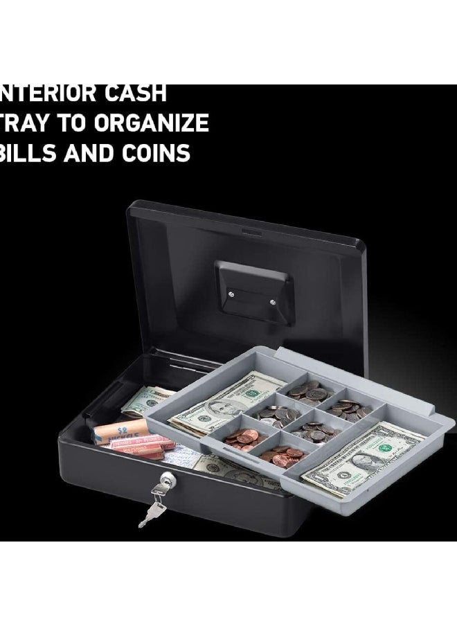 SentrySafe - High Quality Sturdy Keyed Cash Box with Removable Tray Black 2kg CB-12 - Image 1