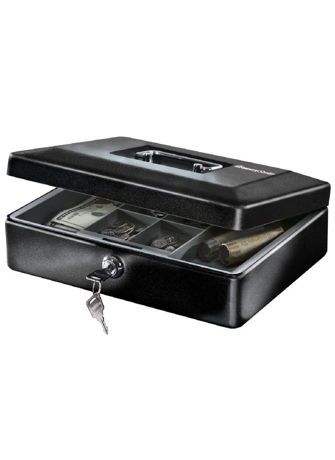 SentrySafe - High Quality Sturdy Keyed Cash Box with Removable Tray Black 2kg CB-12 - Image 1