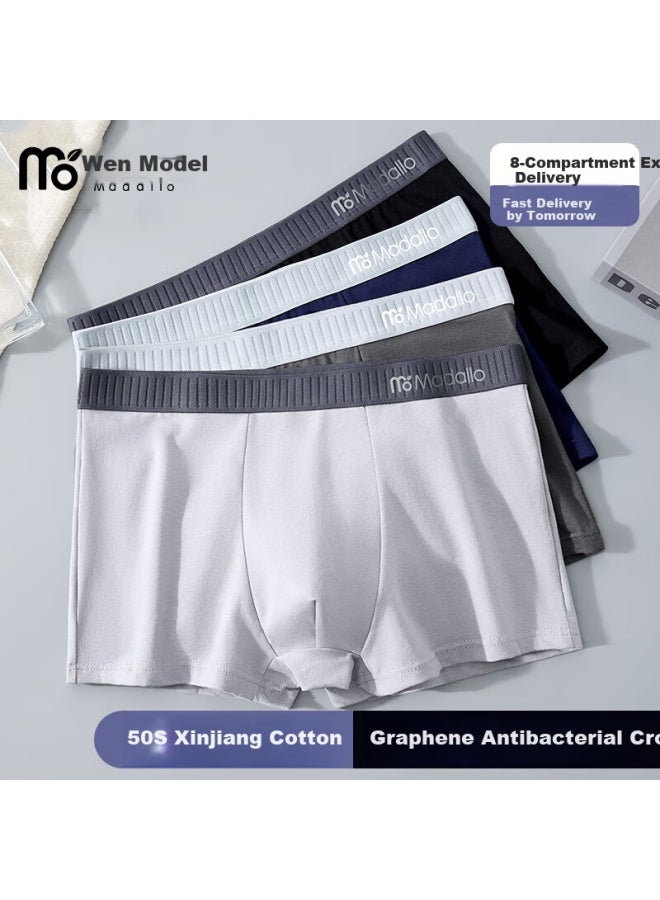 Madallo Modaier Men's Underwear, Pure Cotton Antibacterial Mid-rise Boxer Briefs, Breathable Loose-fitting Large Size Four-corner Shorts, L - Image 1