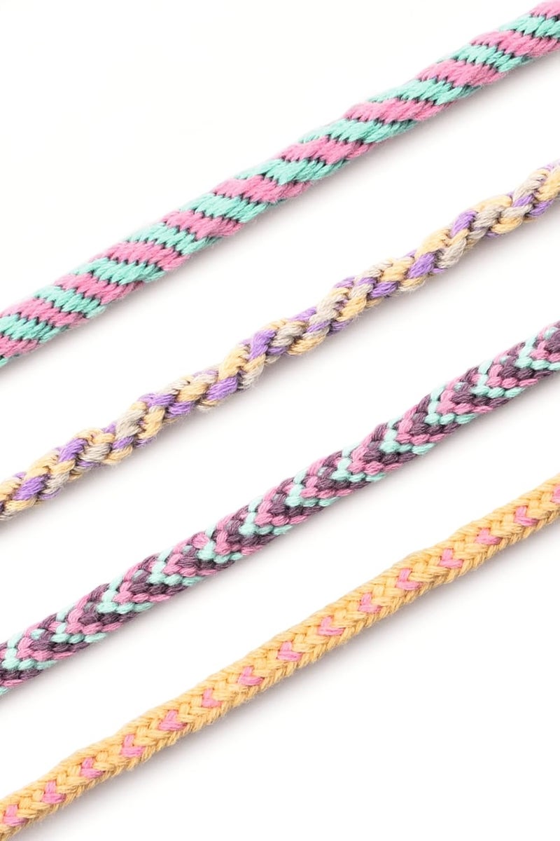 folia 32039 Kumihimo Bracelets Pastel Rainbow Craft Set for Bracelets 16 Pieces with Yarn, Latch Discs and Beads Includes Instructions - Image 2