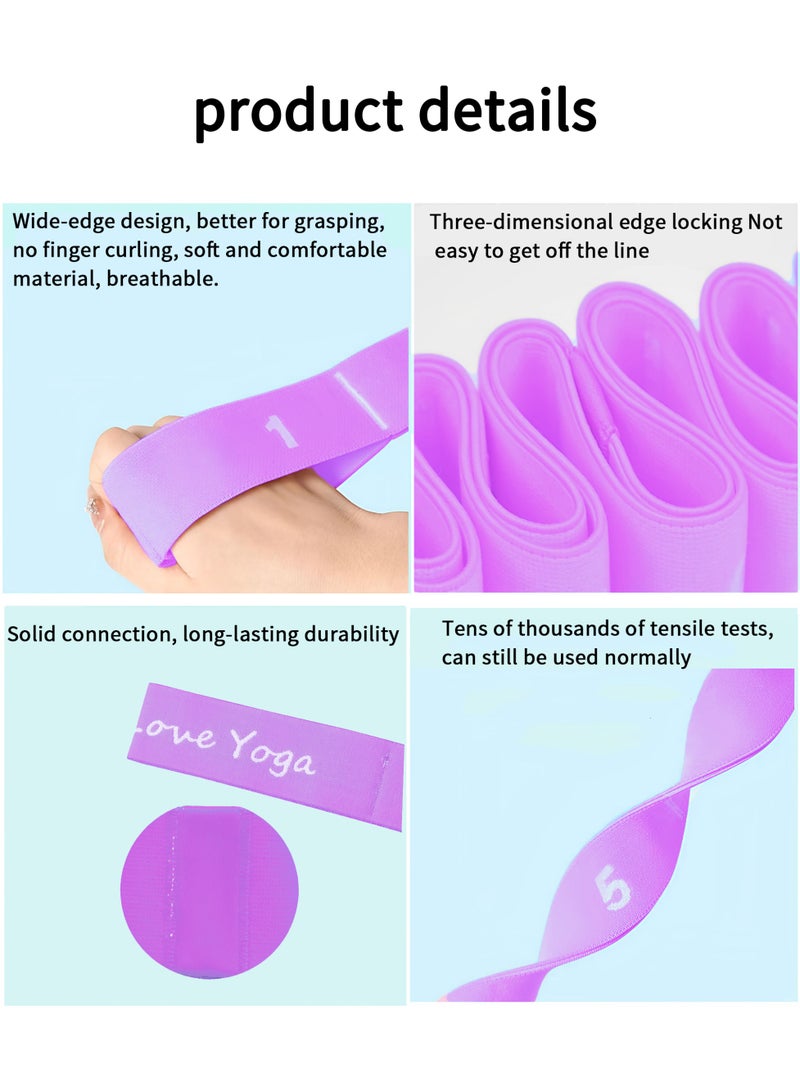 Loucky Resistance Band, Pull Up Bands, Fashion Non Slip Polyester Spandex Workout Bands for Exercise, Adjustable Length & Resistance, 12 Segments with Numbered Stretch Bands for Working Out Women or Men, Physical Therapy, Yoga, Pilates (135cm/Purple) - Image 5