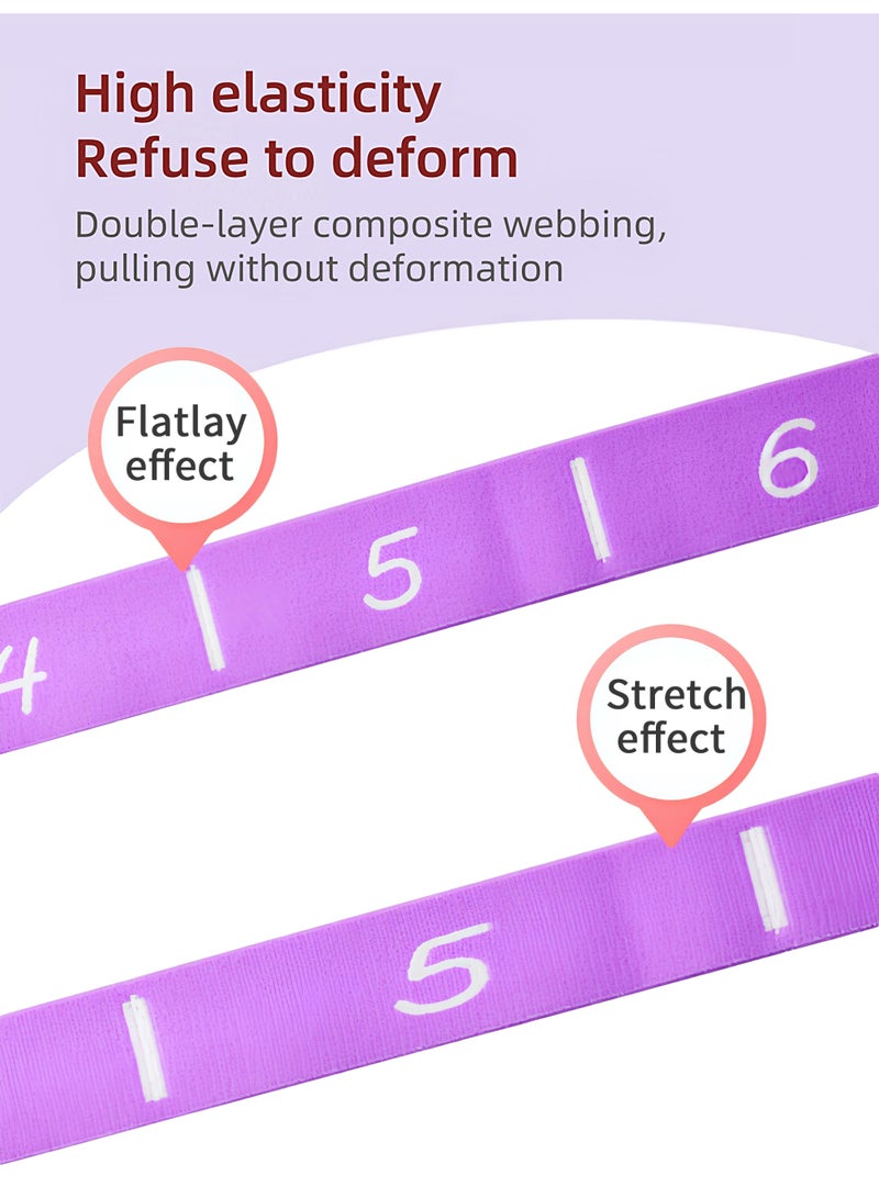 Loucky Resistance Band, Pull Up Bands, Fashion Non Slip Polyester Spandex Workout Bands for Exercise, Adjustable Length & Resistance, 12 Segments with Numbered Stretch Bands for Working Out Women or Men, Physical Therapy, Yoga, Pilates (135cm/Purple) - Image 4