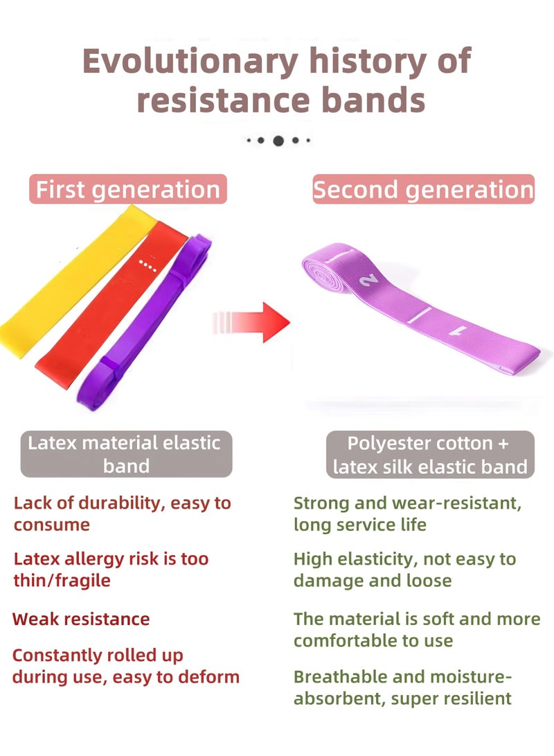 Loucky Resistance Band, Pull Up Bands, Fashion Non Slip Polyester Spandex Workout Bands for Exercise, Adjustable Length & Resistance, 12 Segments with Numbered Stretch Bands for Working Out Women or Men, Physical Therapy, Yoga, Pilates (135cm/Purple) - Image 3