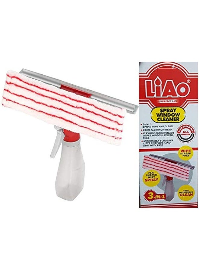 Liao Brand All-In-One Window Glass Cleaner Microfiber Squeegee Spray Bottle  - Image 1