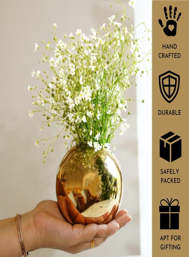 BEHOMA Metal Ball Round Metal Vase Set of 2 for Home Décor Decorative Flower Pot for Valentine’s Day | Perfect Couple Gift for Wedding, Anniversary, Birthday | Gold, Small (Flower Not Included) - Image 3