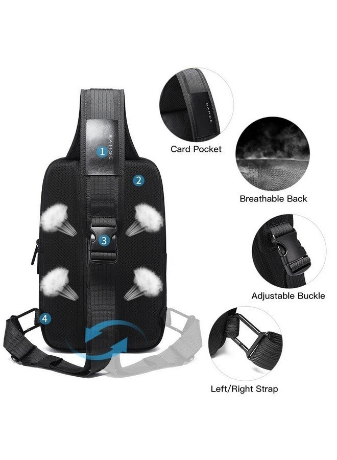 BANGE Sling Bag, Waterproof Men's Chest Bag Shoulder bags Crossbody Sling Backpack for Men, Black With Lock, With Lock, Fashion - Image 4